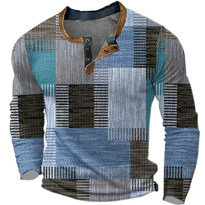 Comfortable Patchwork Shirt for Men with Long Sleeve