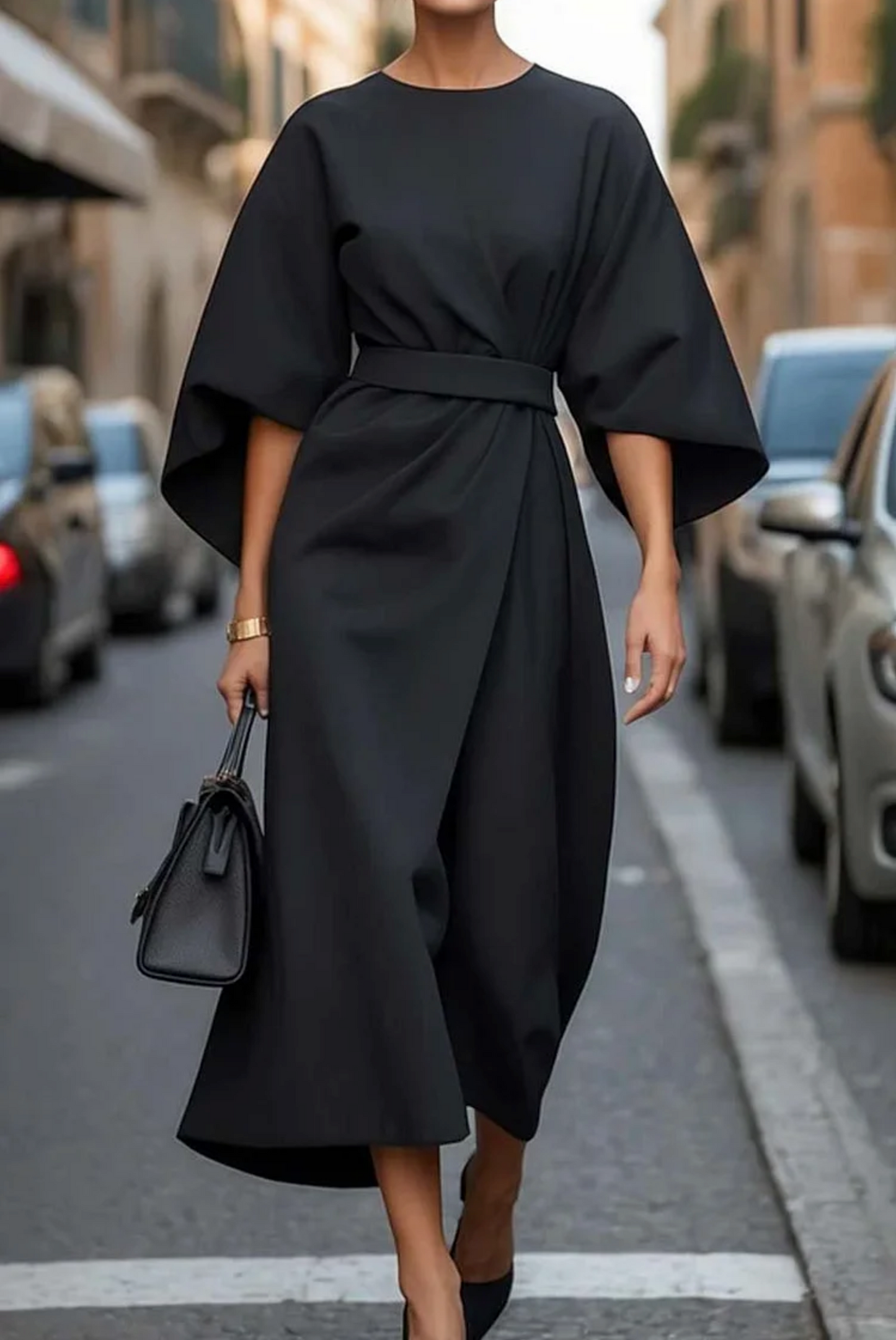 Effortless Mini Dress for Women with Lantern Sleeve