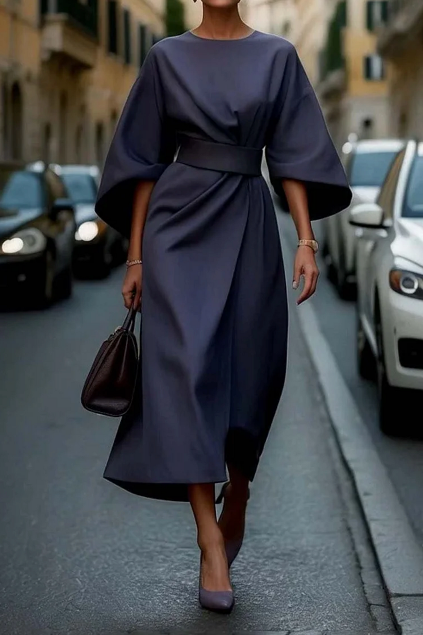 Effortless Mini Dress for Women with Lantern Sleeve