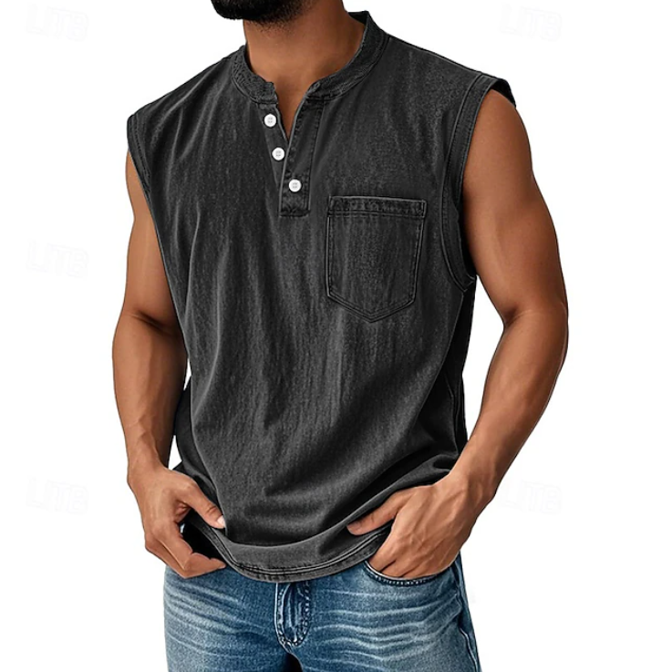 Classic Shirt for Men with Sleeveless Vintage