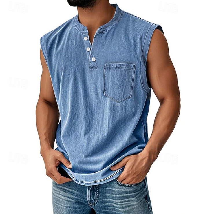 Classic Shirt for Men with Sleeveless Vintage