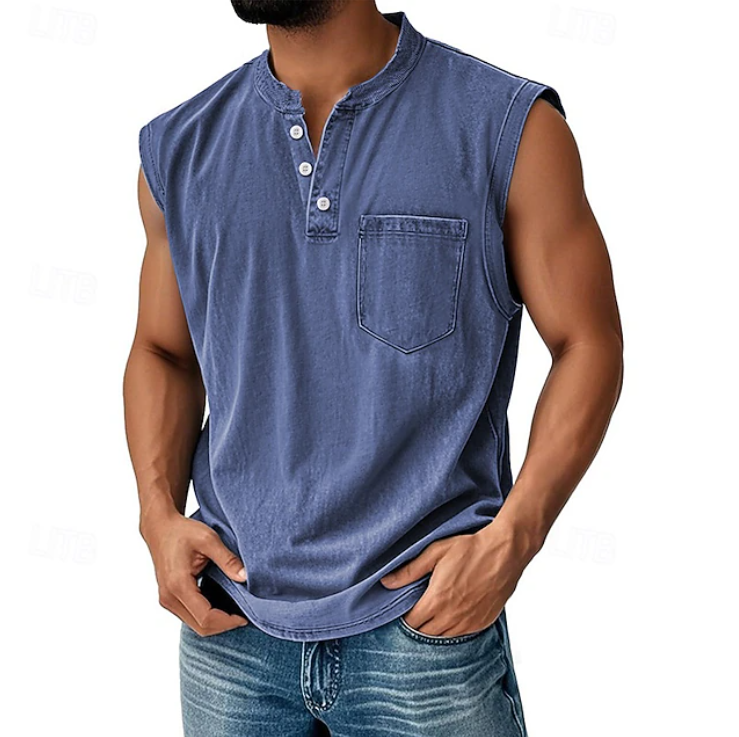 Classic Shirt for Men with Sleeveless Vintage
