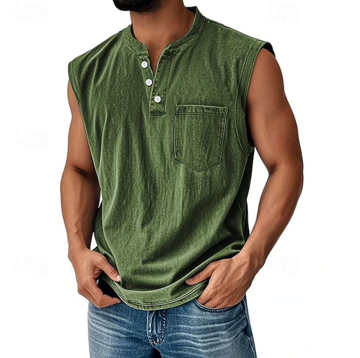 Classic Shirt for Men with Sleeveless Vintage