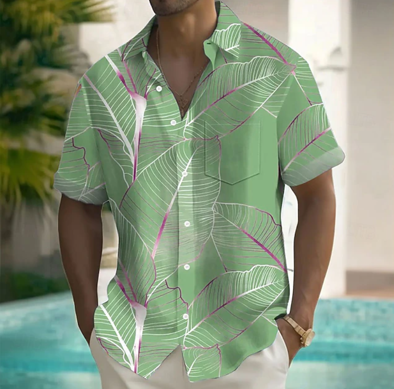 Comfortable Button Down Shirt for Men with Short Sleeve Pocket
