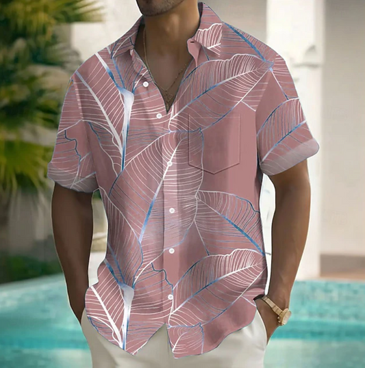Comfortable Button Down Shirt for Men with Short Sleeve Pocket