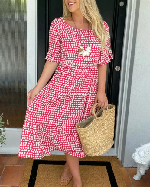 Effortless Midi Dress for Women with Short Sleeve