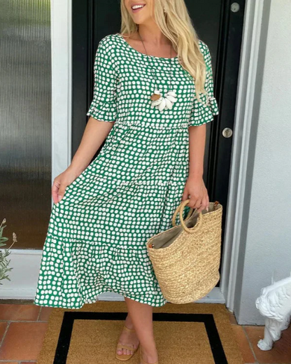 Effortless Midi Dress for Women with Short Sleeve