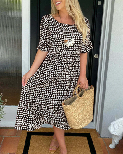 Effortless Midi Dress for Women with Short Sleeve