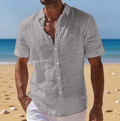Classic Flowy Button Down Shirt for Men with Short Sleeve