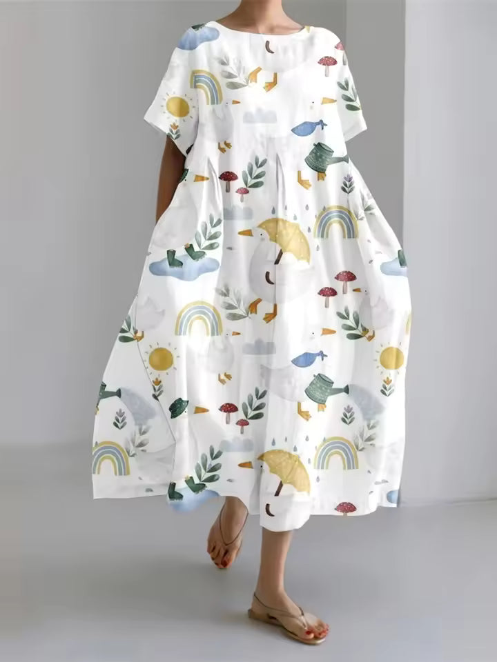 Elegant Dress for Women with Round Neck