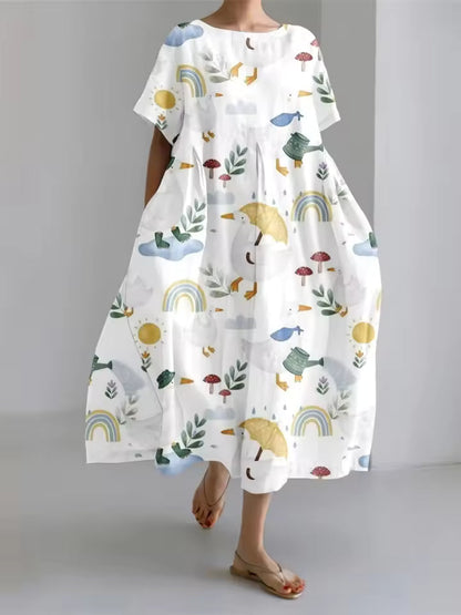 Elegant Dress for Women with Round Neck