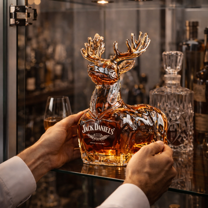 Stylish Whisky Decanter Bottle Gift Set with Reindeer Design