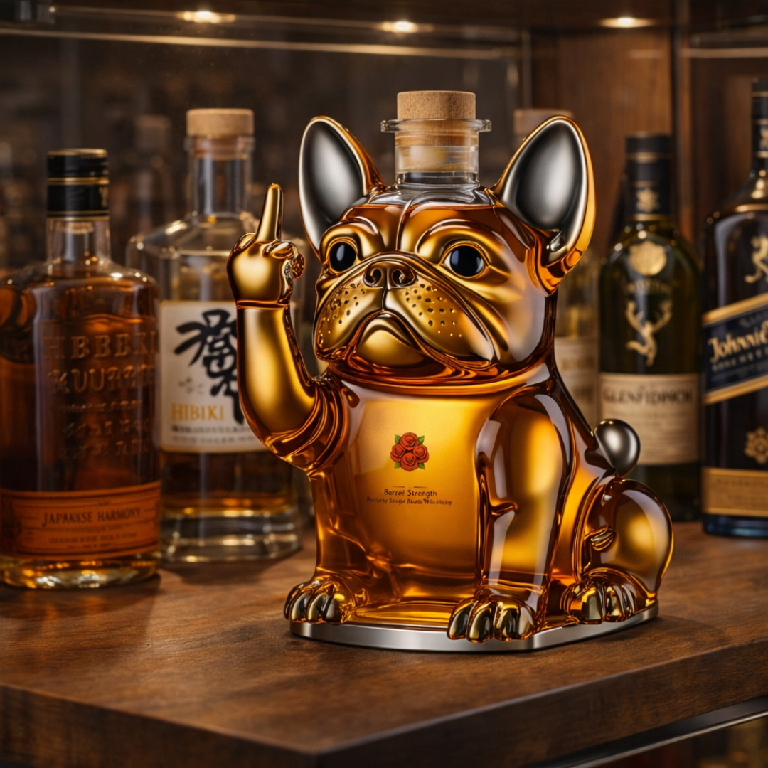 Stylish Whisky Decanter Bottle Gift Set with Dog Design