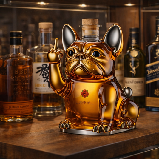 Stylish Whisky Decanter Bottle Gift Set with Dog Design