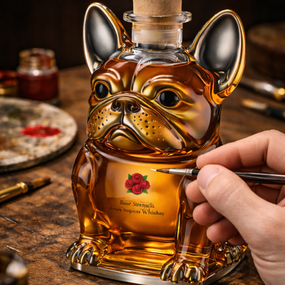 Stylish Whisky Decanter Bottle Gift Set with Dog Design