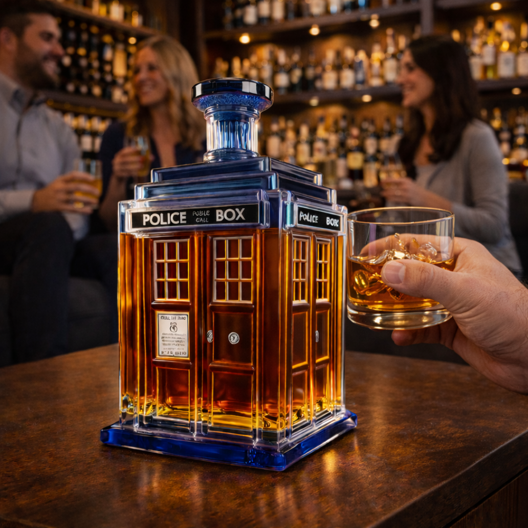 Stylish Whisky Decanter Bottle Gift Set with Building Design