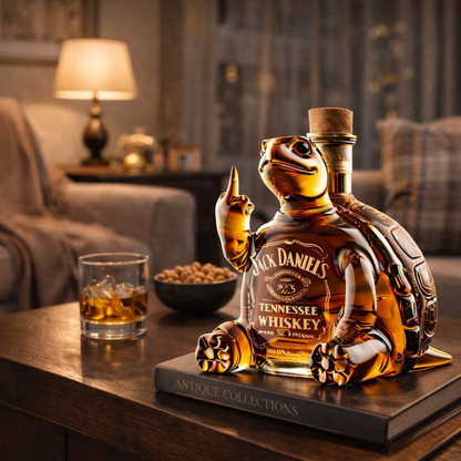 Stylish Whisky Decanter Bottle Gift Set with Turtle Design
