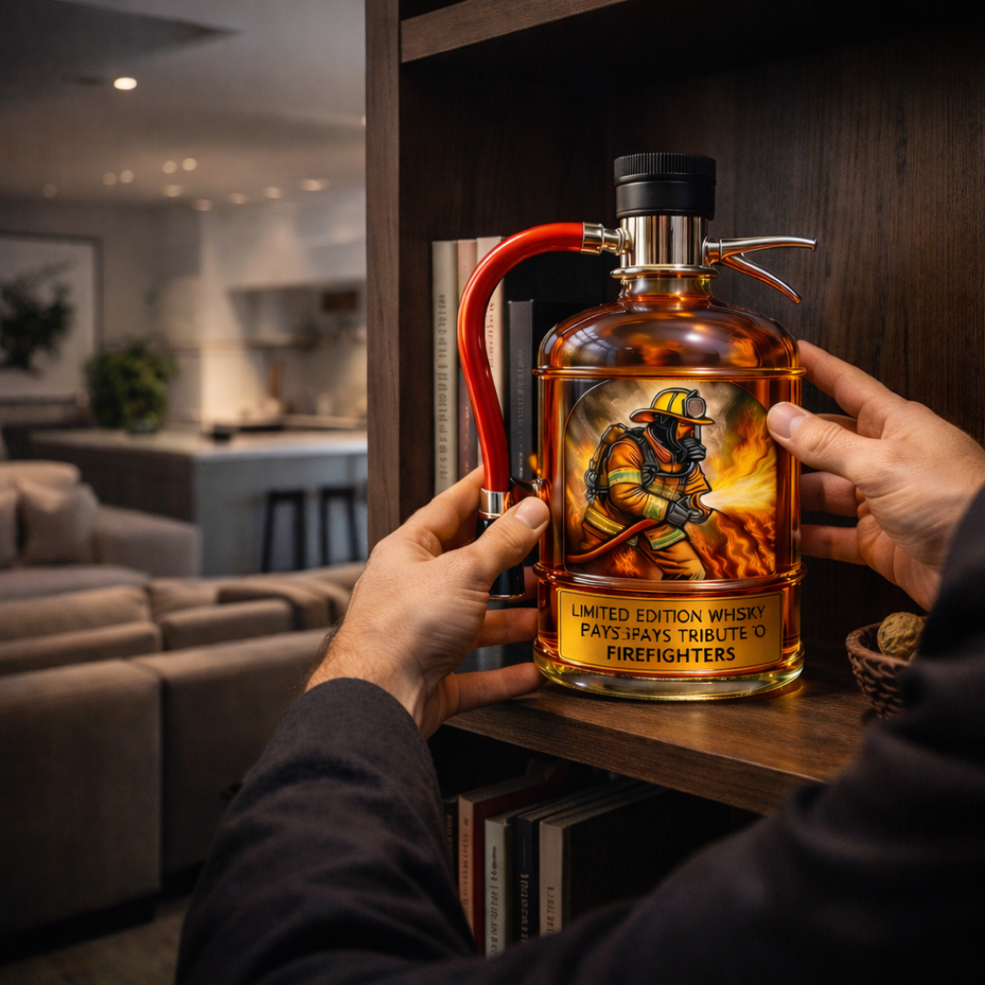 Stylish Whisky Decanter Bottle Gift Set with Fire Extinguisher Design