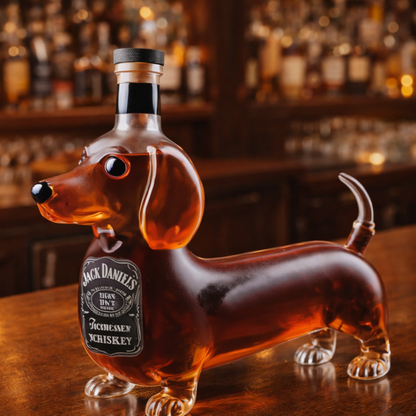 Stylish Whisky Decanter Bottle Gift Set with Dachshund Design