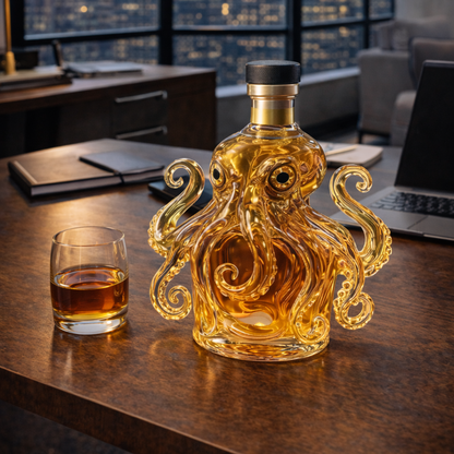 Stylish Whisky Decanter Bottle Gift Set with Octopus Design