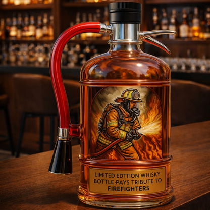 Stylish Whisky Decanter Bottle Gift Set with Fire Extinguisher Design