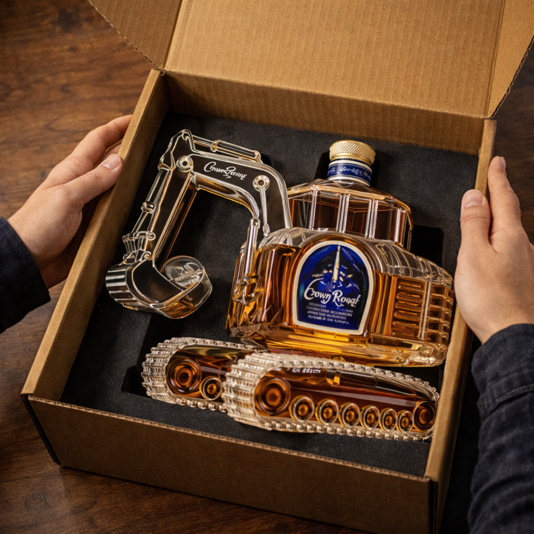 Stylish Whisky Decanter Bottle Gift Set with Digger Design