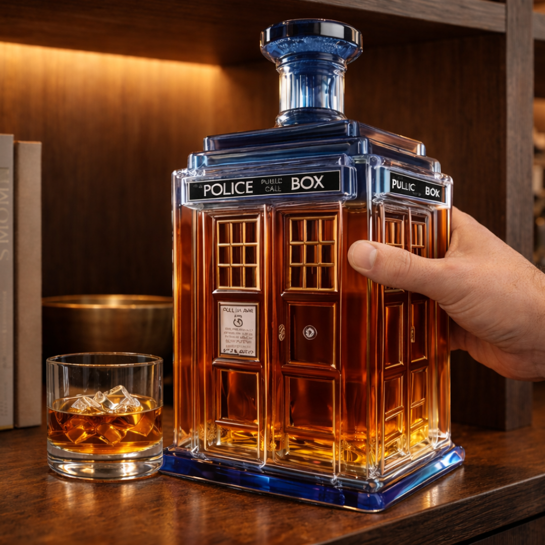 Stylish Whisky Decanter Bottle Gift Set with Building Design
