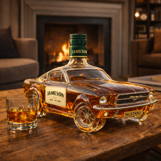Stylish Whisky Decanter Bottle Gift Set with Muscle Car Design