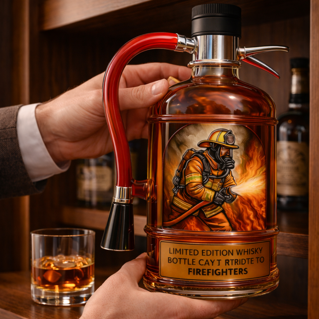 Stylish Whisky Decanter Bottle Gift Set with Fire Extinguisher Design