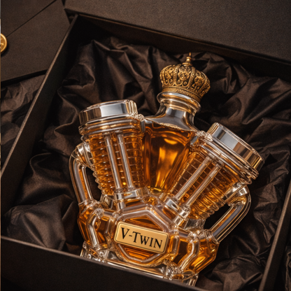 Stylish Whisky Decanter Bottle Gift Set with V Twin Design
