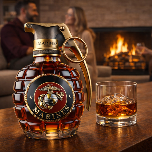Stylish Whisky Decanter Bottle Gift Set with Pomegranate Design
