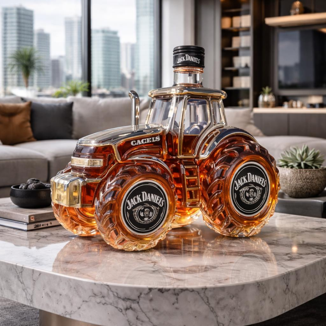 Stylish Whisky Decanter Bottle Gift Set with Special Tractor Design