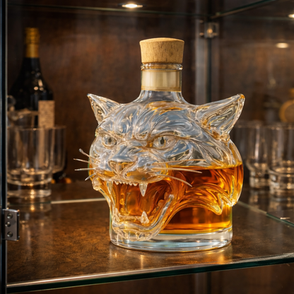Stylish Whisky Decanter Bottle Gift Set with Tiger Design