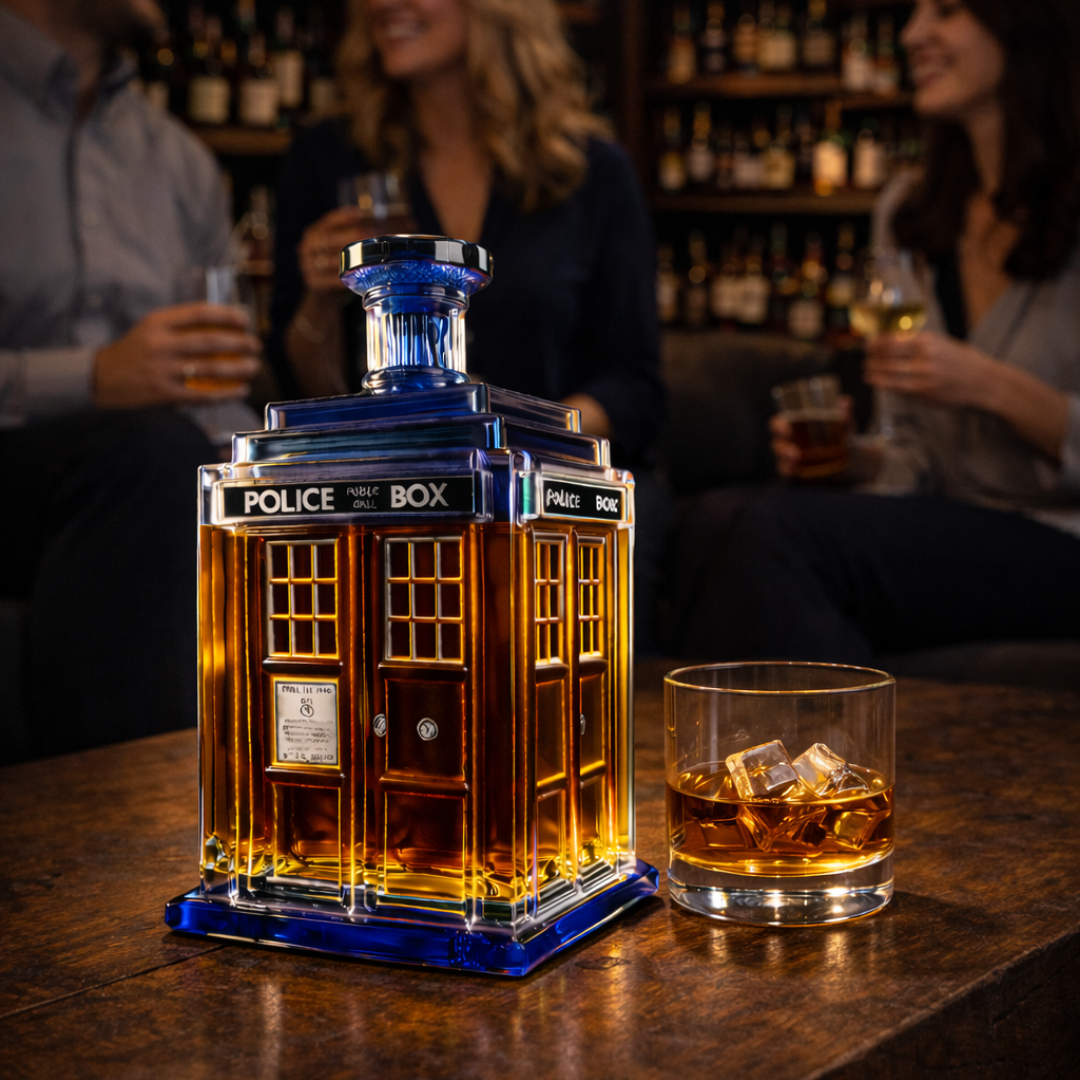 Stylish Whisky Decanter Bottle Gift Set with Building Design