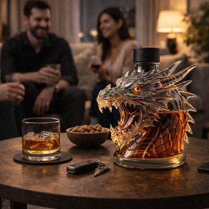 Stylish Whisky Decanter Bottle Gift Set with Dragon Design