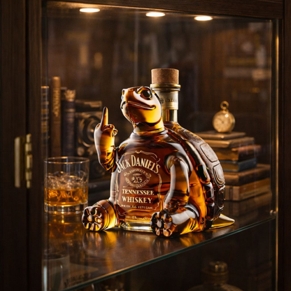 Stylish Whisky Decanter Bottle Gift Set with Turtle Design
