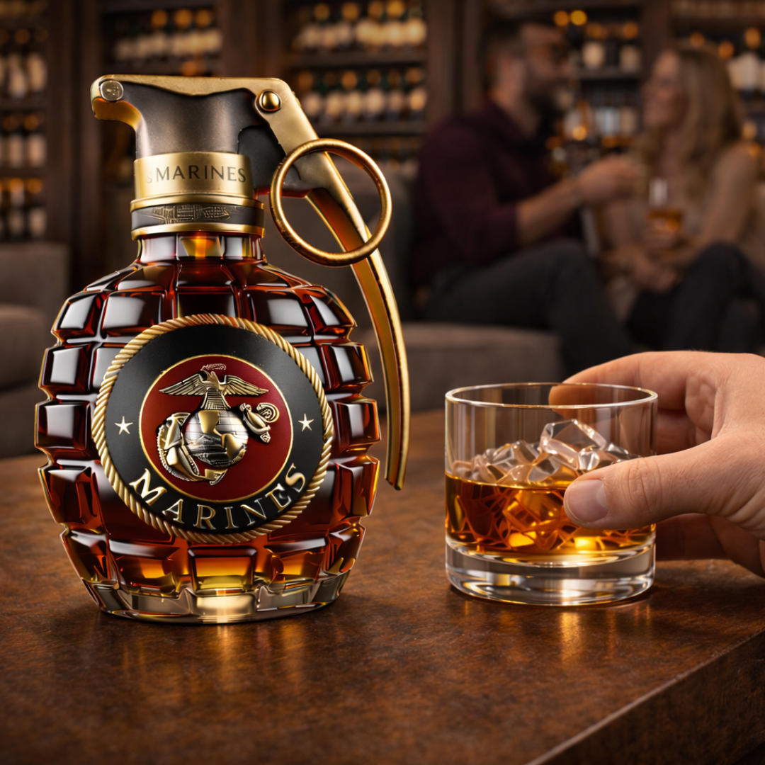 Stylish Whisky Decanter Bottle Gift Set with Pomegranate Design