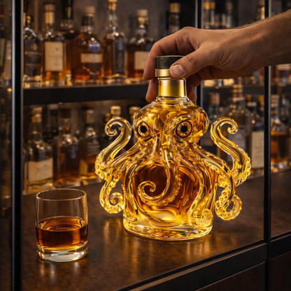 Stylish Whisky Decanter Bottle Gift Set with Octopus Design