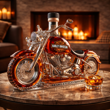 Stylish Whisky Decanter Bottle Gift Set with Motorcycle Design