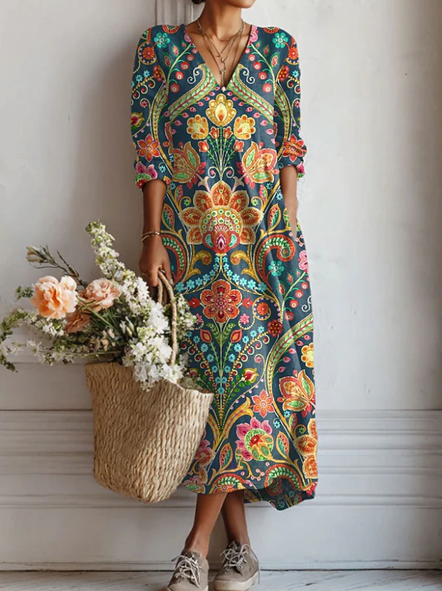 Effortless Mini Dress for Women with V Neck Pockets