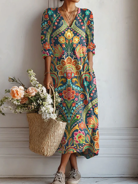 Effortless Mini Dress for Women with V Neck Pockets