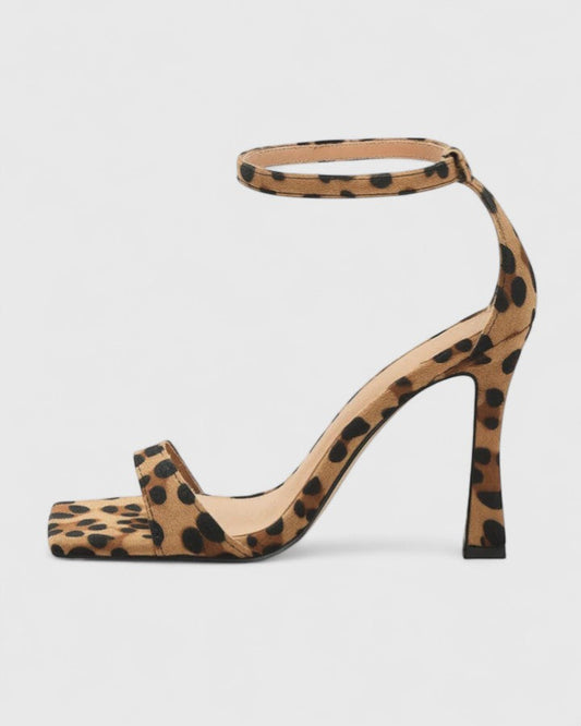 Comfortable Leopard Heels for Women with Ankle Strap Style