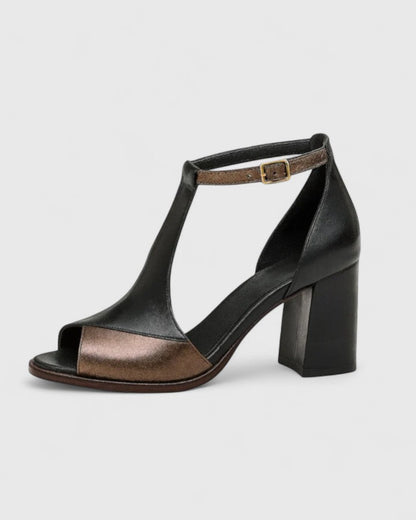 Comfortable Black Heels for Women with Ankle Strap Block Heel Style
