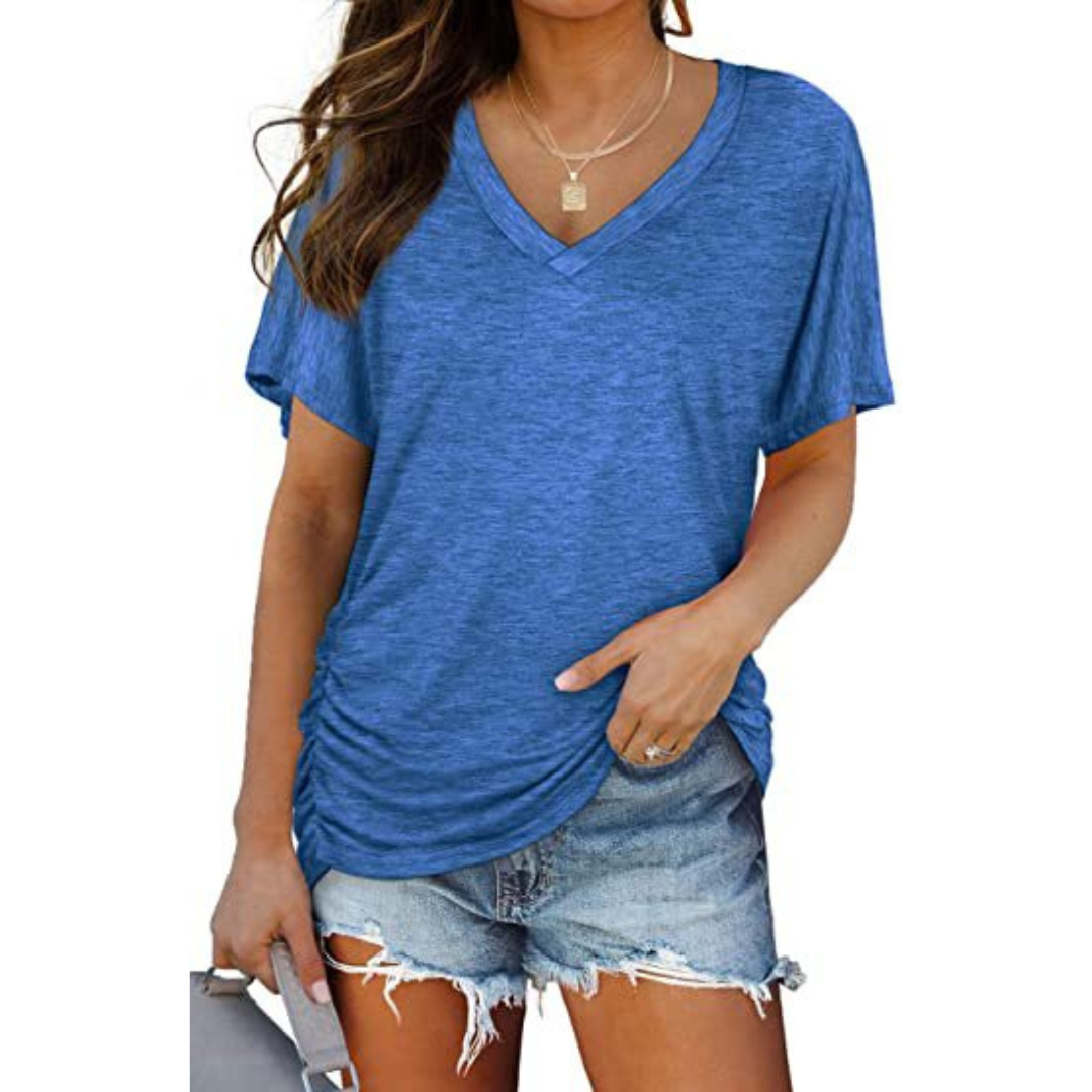 Effortless Blouse for Women with V Neck