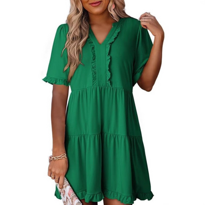 Elegant Mini Dress for Women with V Neck