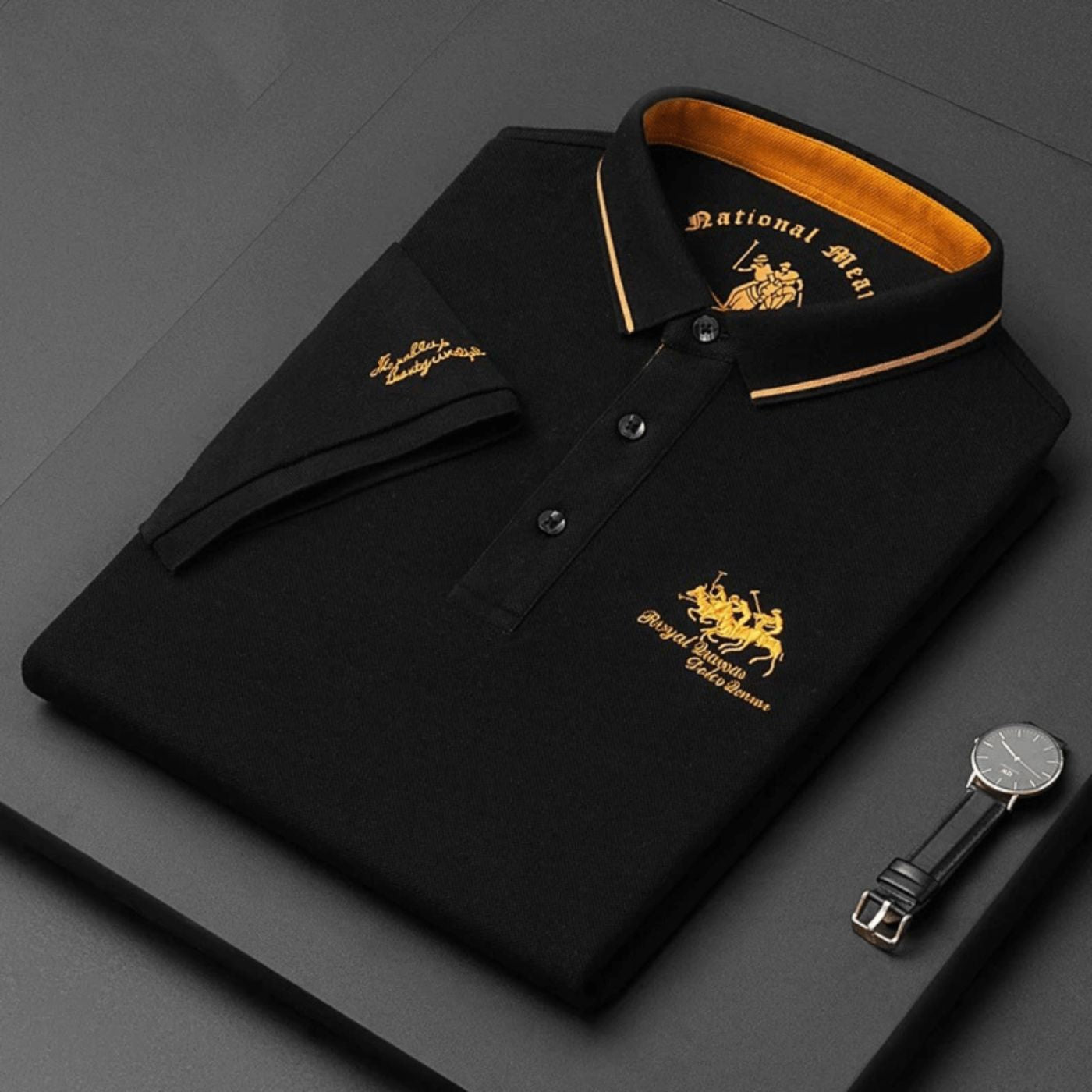 Classic Polo Shirt for Men with Button Up