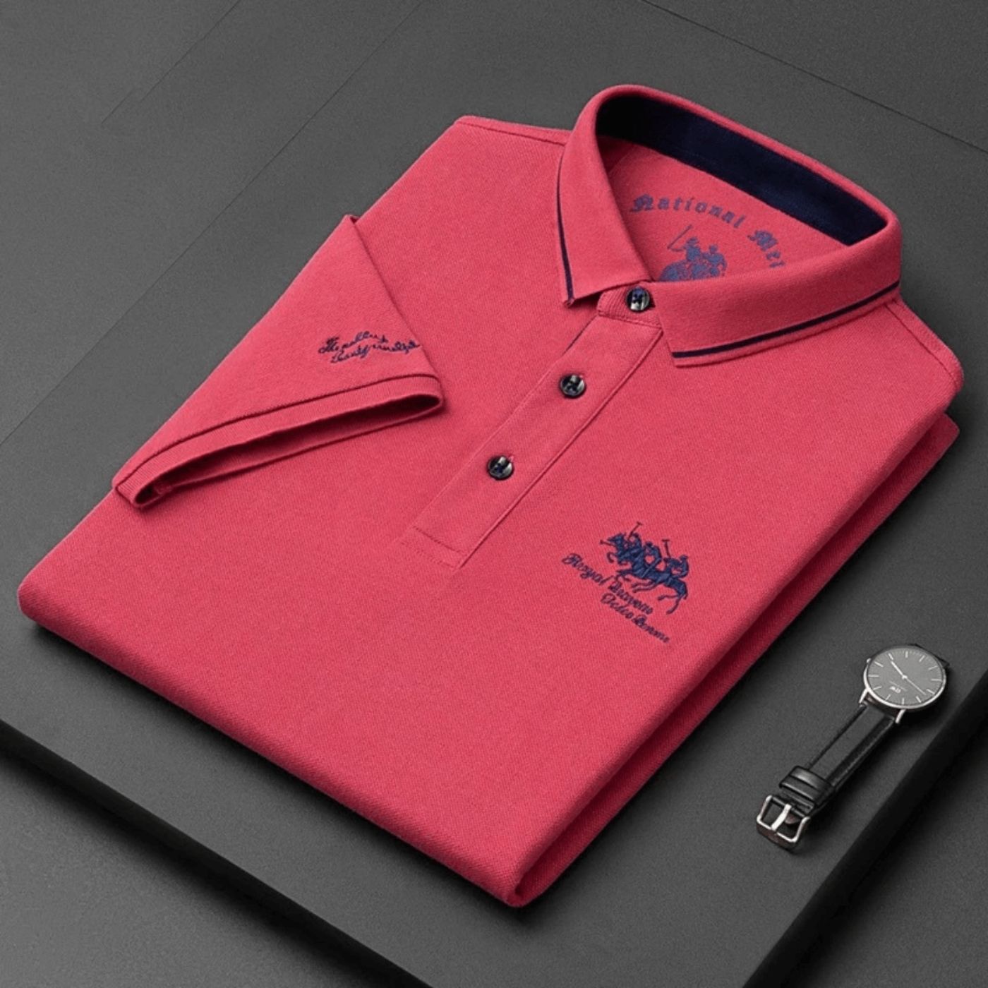 Classic Polo Shirt for Men with Button Up