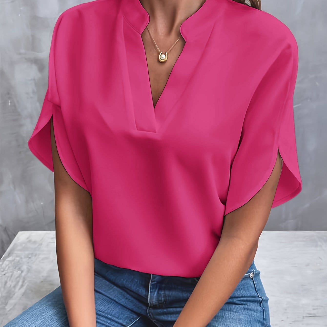 Elegant Blouse for Women with V Neck Draped