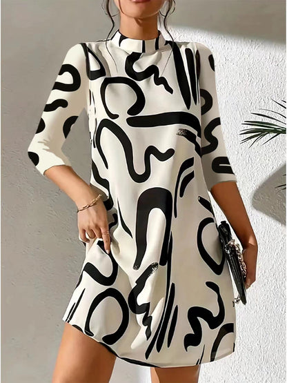 Elegant Dress for Women with Round Neck Elbow Sleeve