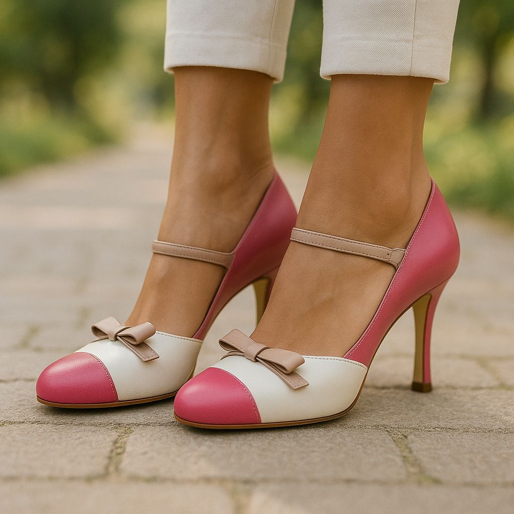 Comfortable Heeled Sandals for Women with Ankle Strap Bow Style